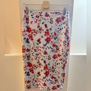 Express White Floral Pencil Skirt